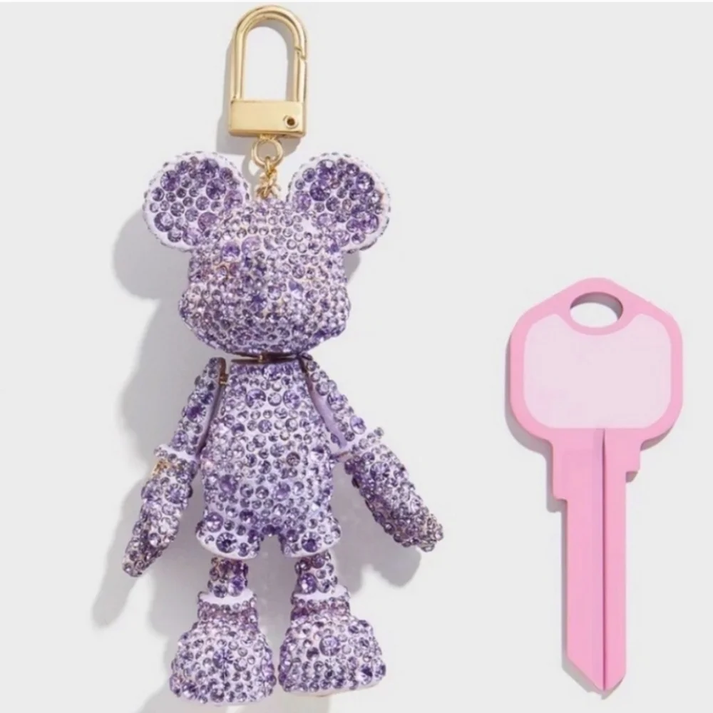 💜▪️Disney x Baublebar ▪️Mickey Mouse Key Chain Bag Charm Purple Crystal